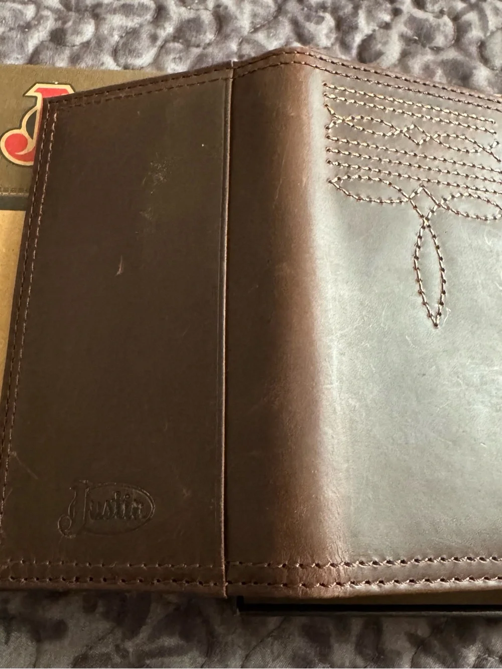 Justin Jr Rodeo Boot Stitch Genuine Leather Wallet